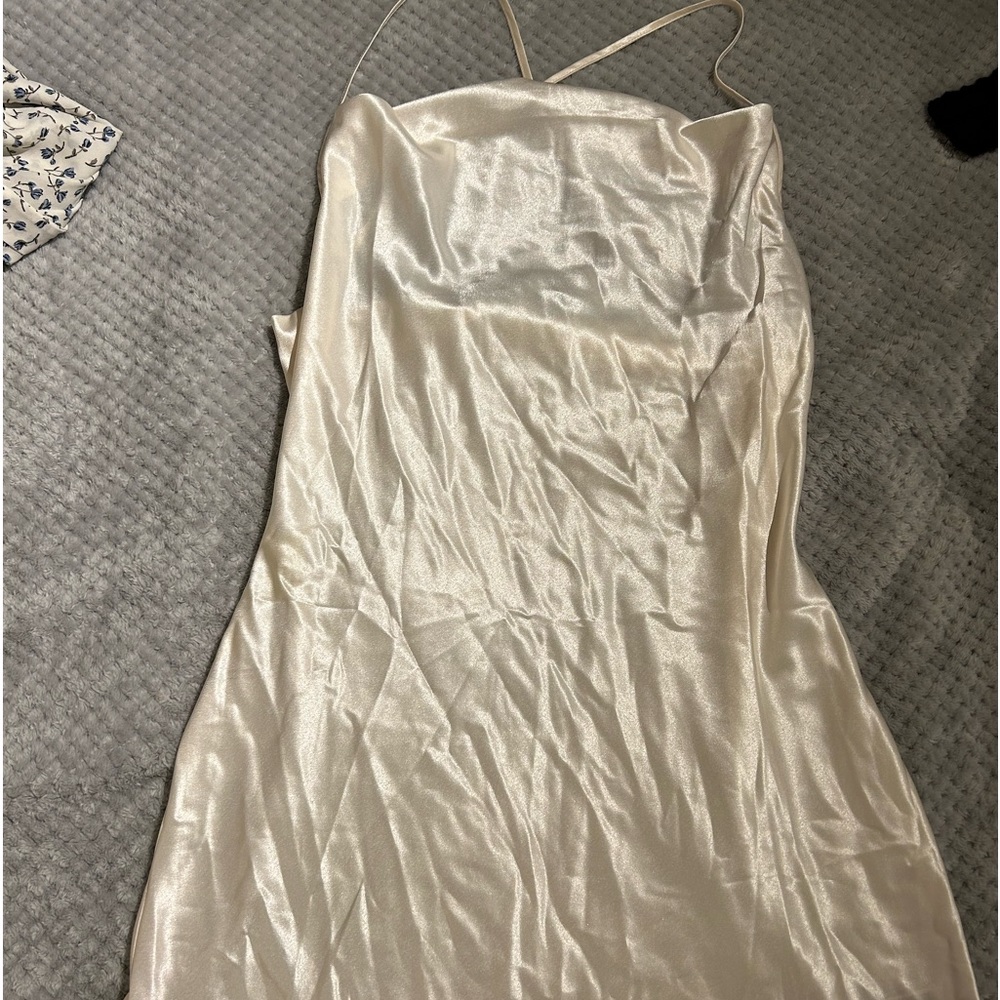 h&m NWOT satin cream dress